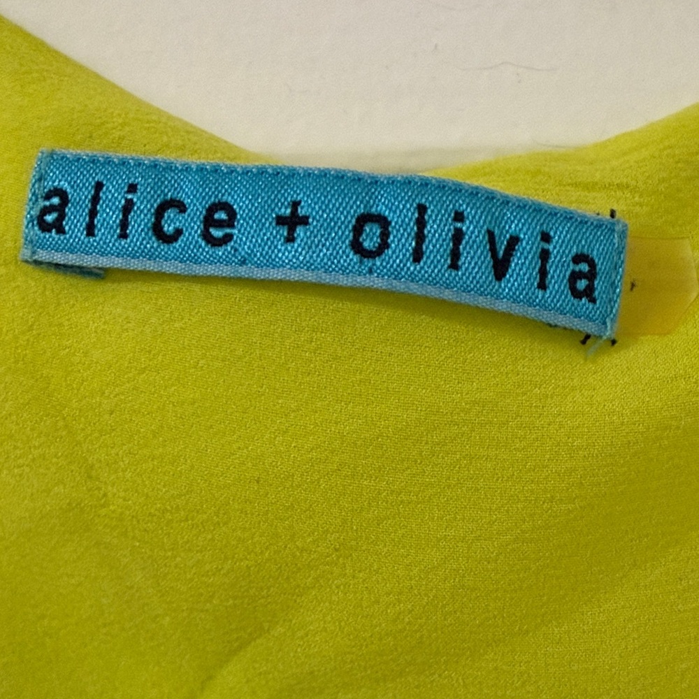 Alice + Olivia Lime Green Draped Blouse - Picture 2 of 3